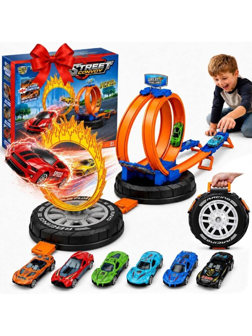 Exciting Stunt Race Car Track Set for Kids Ages 4-8 - Fun Toy for Hours of Play!